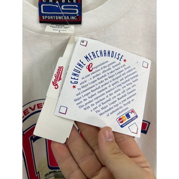 Vtg NWT 1999 Crable Sportswear Cleveland Indians Stock In The Tribe Sz L Shirt - Picture 5 of 11